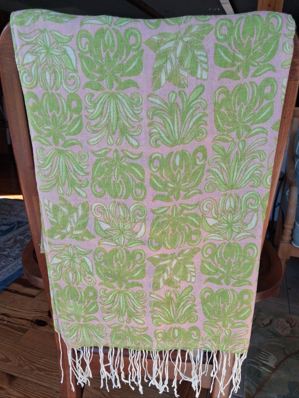 Lilly Pulitzer Murfee Scarf "Purrfect Paradise Light Pink" Silk/cashmere EUC